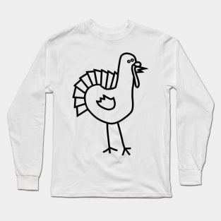 Minimal Thanksgiving Turkey Line Drawing Long Sleeve T-Shirt